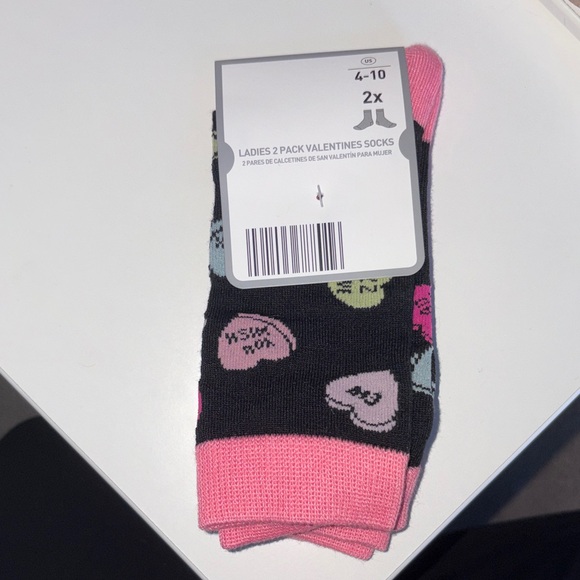 Aldi Accessories - Ladies 2 Pack Valentine's Socks - Black and Pink